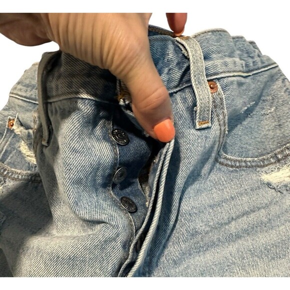 Levi 501 Women 31 Denim Hi-Rise Shorts Destressed Cutoff Jean Button Fly #QR2-1 - Picture 9 of 10